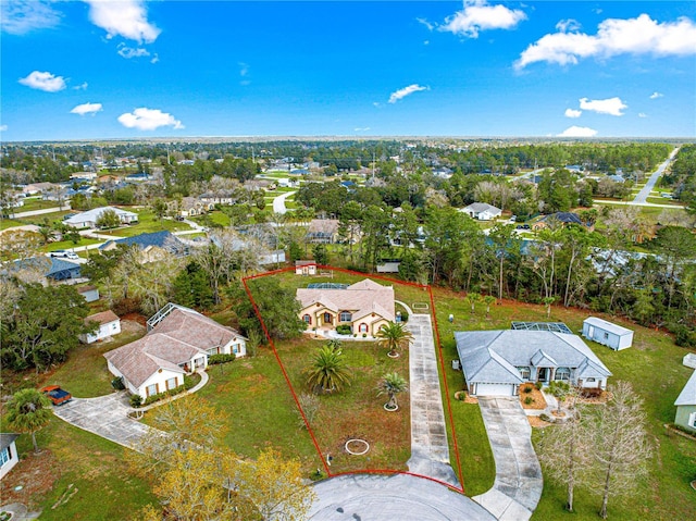 aerial view with a residential view