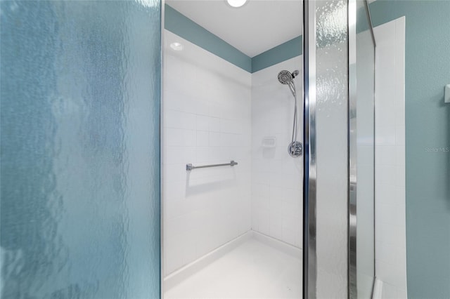 bathroom featuring a shower stall