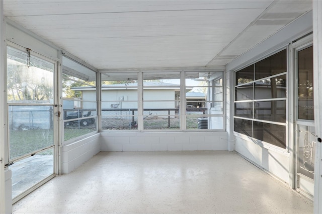 view of unfurnished sunroom