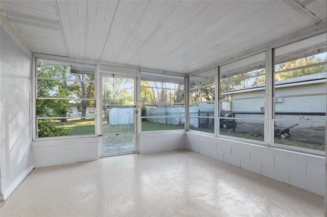 view of unfurnished sunroom