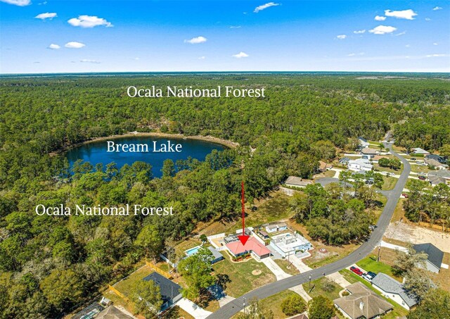 1192 NE 130th Ter, Silver Springs, FL 34488 - aerial overview of property's location featuring a forest and a large body of water