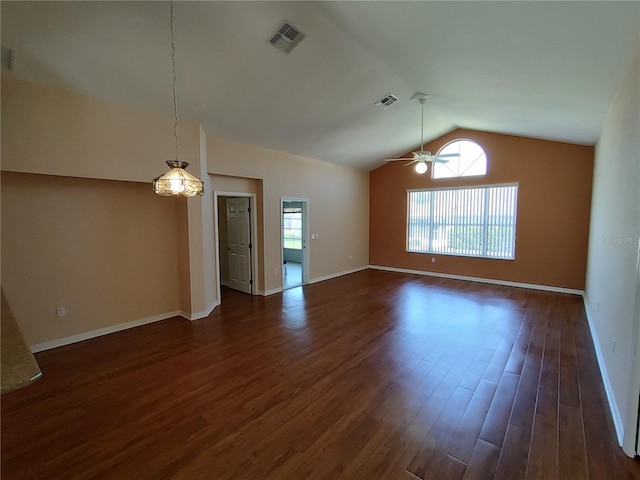 interior space with ceiling fan, dark wood-style flooring, and a wealth of natural light