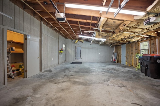 garage with a garage door opener