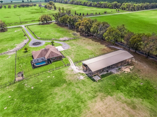 aerial view with a rural view