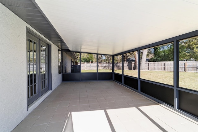 view of unfurnished sunroom