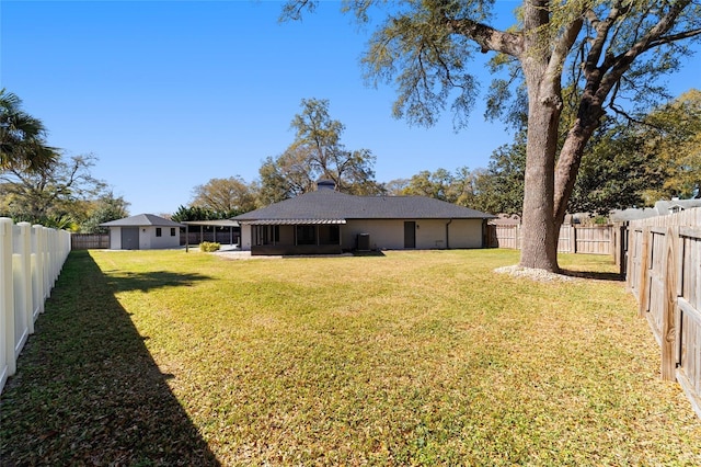 view of yard featuring a fenced backyard