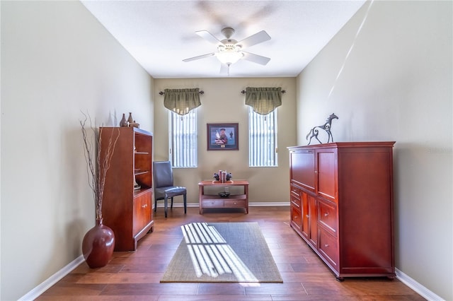 9458 SW 93rd Loop, Ocala, FL 34481 - living area with a ceiling fan and wood finished floors