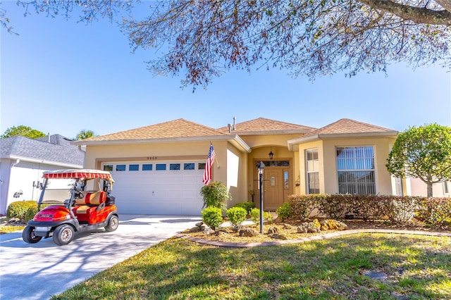 9458 SW 93rd Loop, Ocala, FL 34481 - ranch-style home with stucco siding, a garage, and driveway