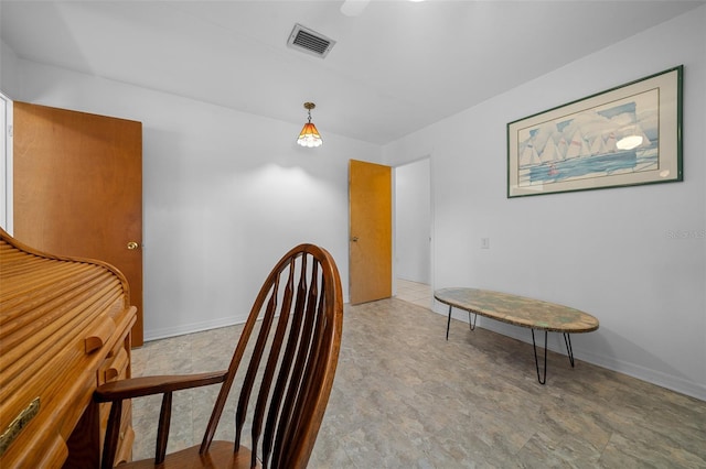 dining room featuring visible vents and baseboards