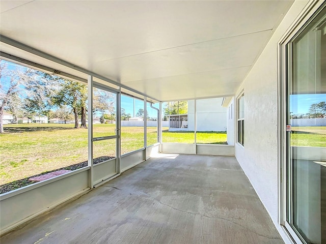 view of unfurnished sunroom