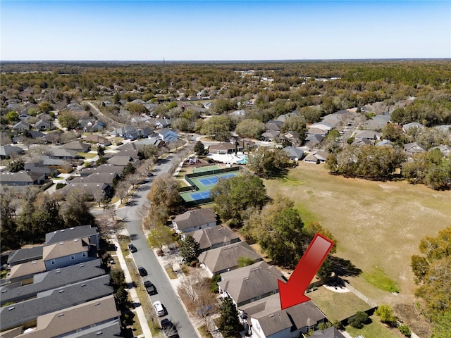 drone / aerial view with a residential view