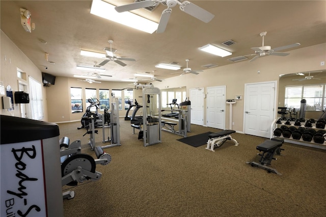 gym with visible vents and baseboards