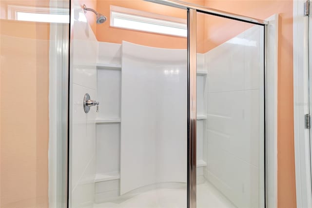 bathroom featuring a shower stall