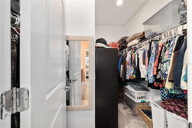 spacious closet with carpet