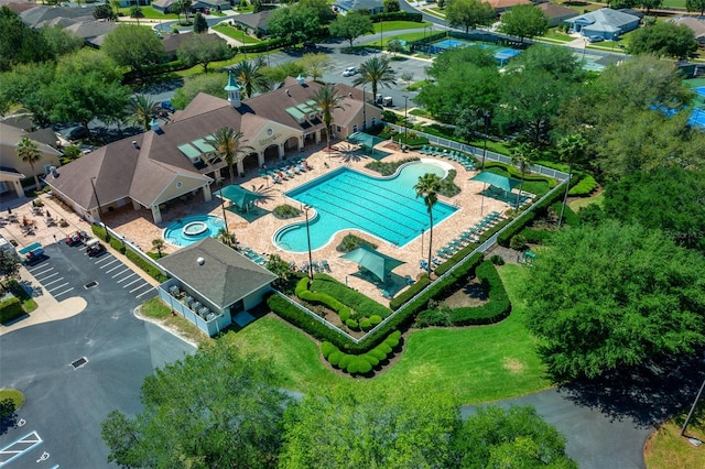 aerial view with a residential view