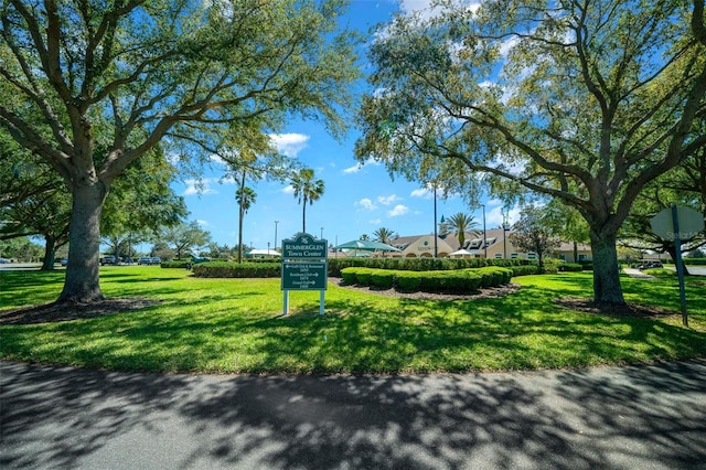 view of community featuring a lawn