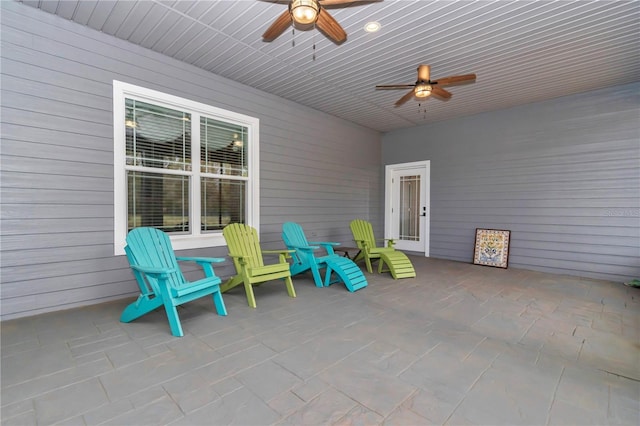 view of patio with ceiling fan