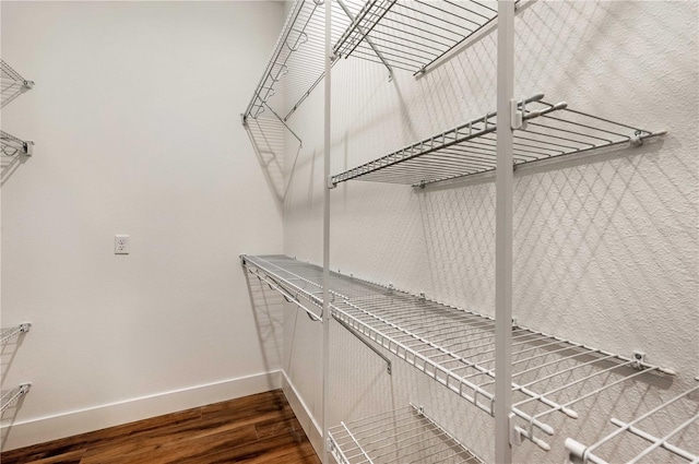 walk in closet featuring wood finished floors