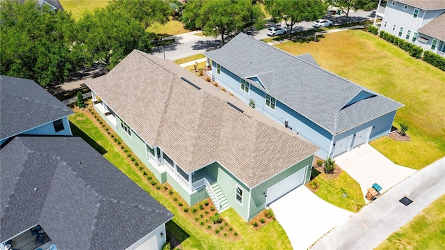 drone / aerial view with a residential view