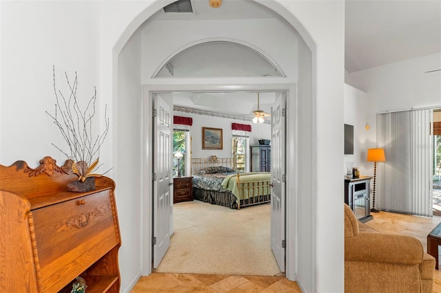 carpeted bedroom with visible vents