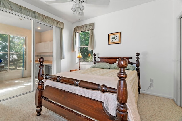 bedroom featuring ceiling fan