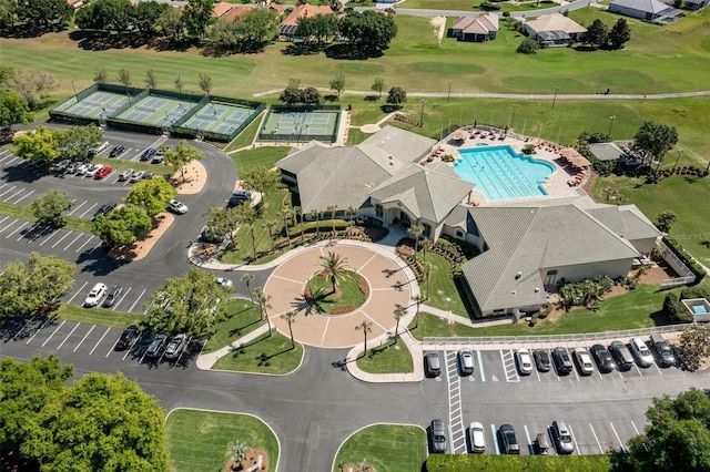 bird's eye view with golf course view