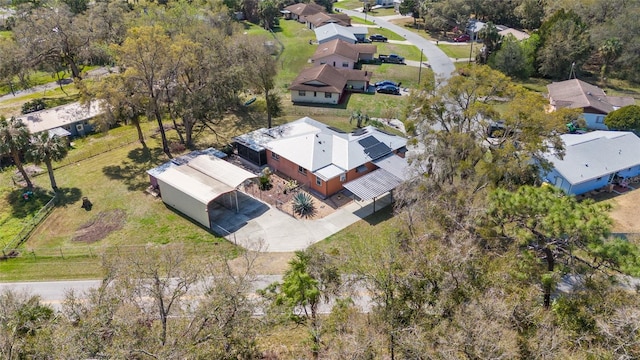 birds eye view of property with a residential view