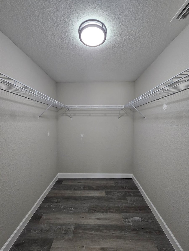 spacious closet featuring dark wood finished floors