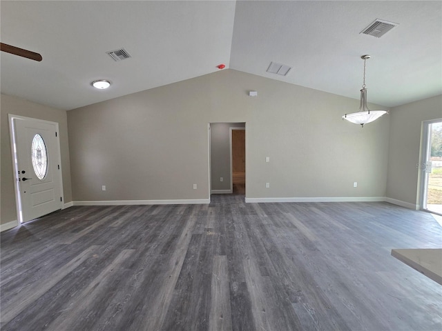 interior space with dark wood-style floors and visible vents