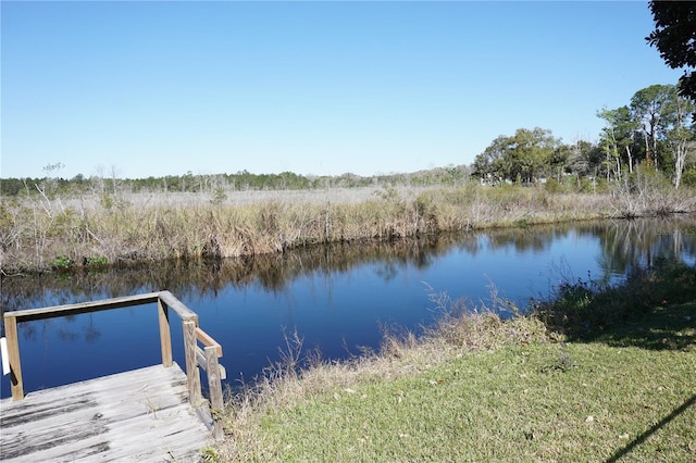 dock area featuring a water view