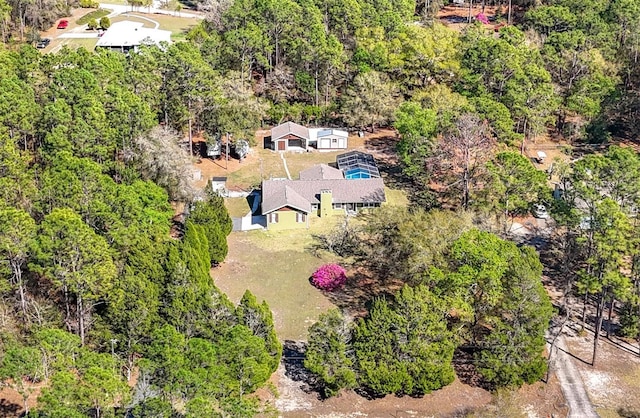 aerial view with a forest view