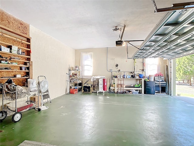 garage with a garage door opener