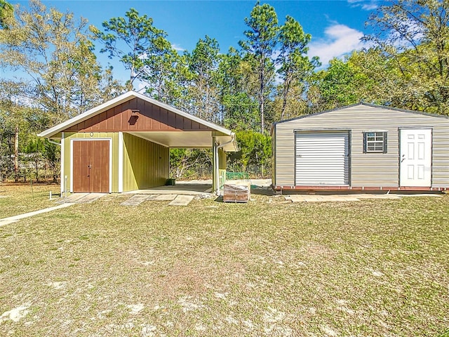 garage with a shed