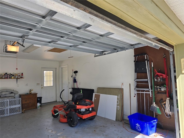 garage with a garage door opener