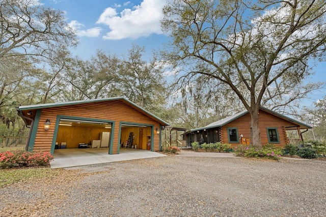 exterior space with a garage