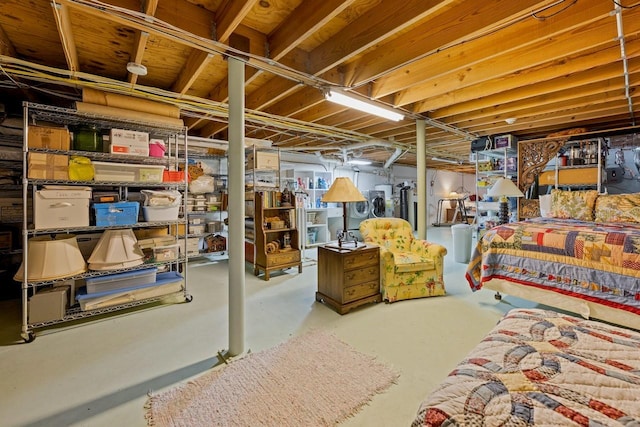 unfinished basement featuring independent washer and dryer