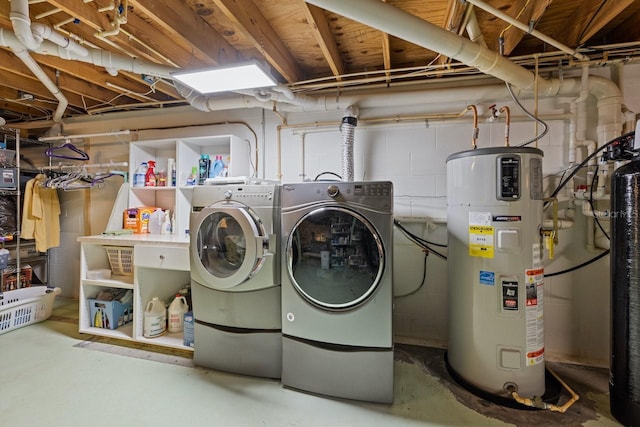 laundry room with independent washer and dryer, laundry area, and hybrid water heater