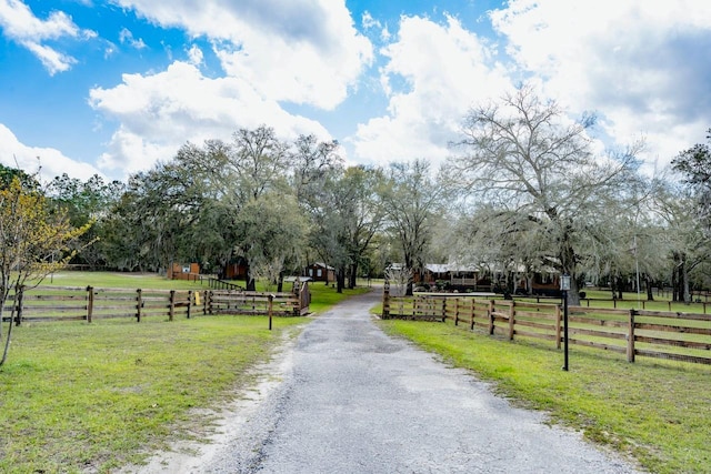 view of street featuring a rural view and driveway