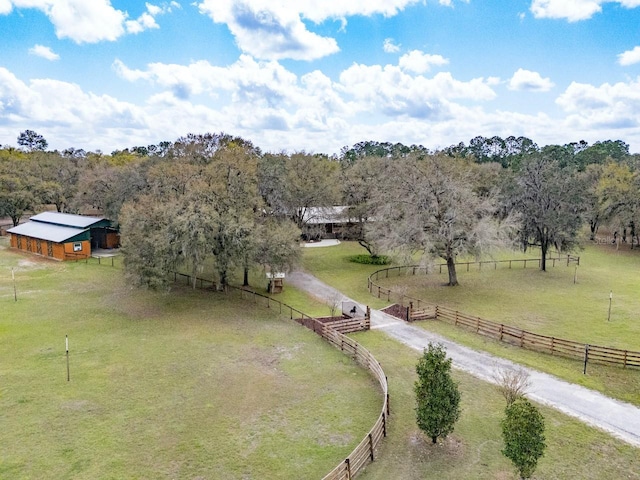 aerial view featuring a rural view