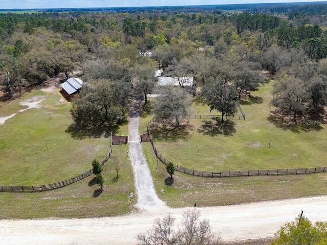 aerial view with a view of trees and a rural view