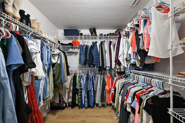 spacious closet with wood finished floors