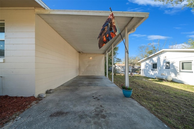 view of patio with a carport