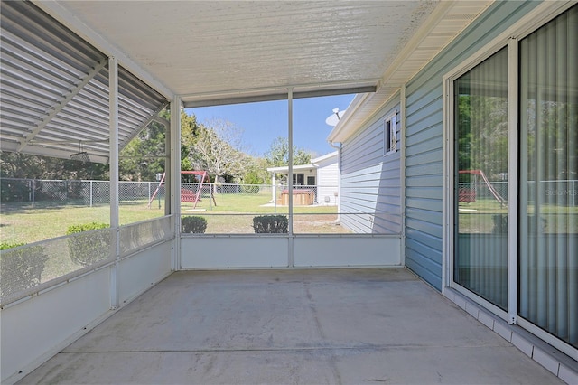 view of unfurnished sunroom