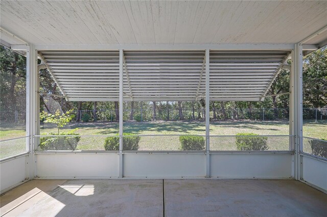 view of unfurnished sunroom