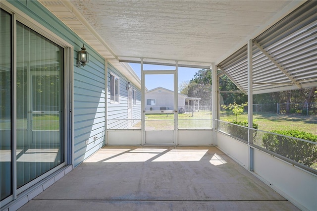 view of unfurnished sunroom