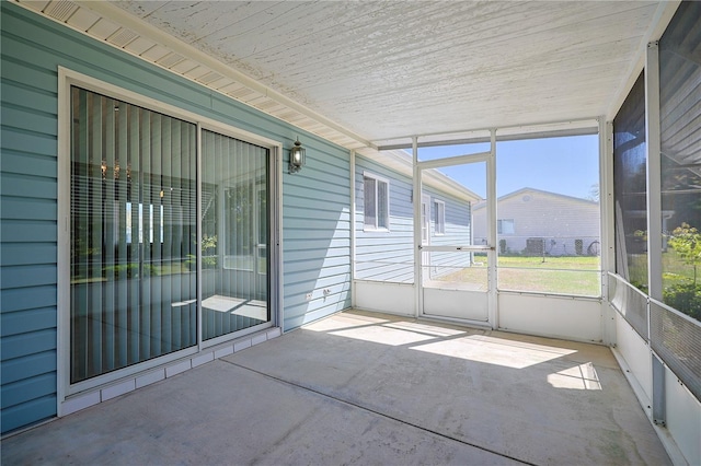 view of unfurnished sunroom