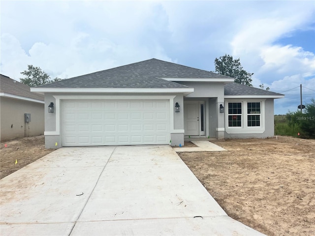 4365 SW 90th Pl, Ocala, FL 34476 - ranch-style house featuring stucco siding, an attached garage, roof with shingles, and driveway