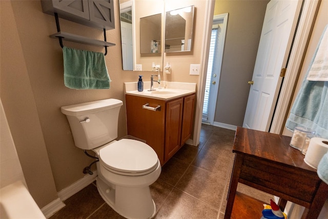 bathroom featuring tile patterned floors, toilet, and vanity