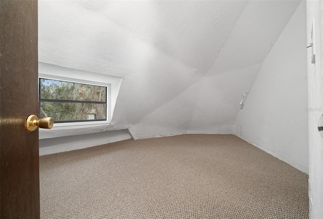 bonus room featuring lofted ceiling and carpet floors