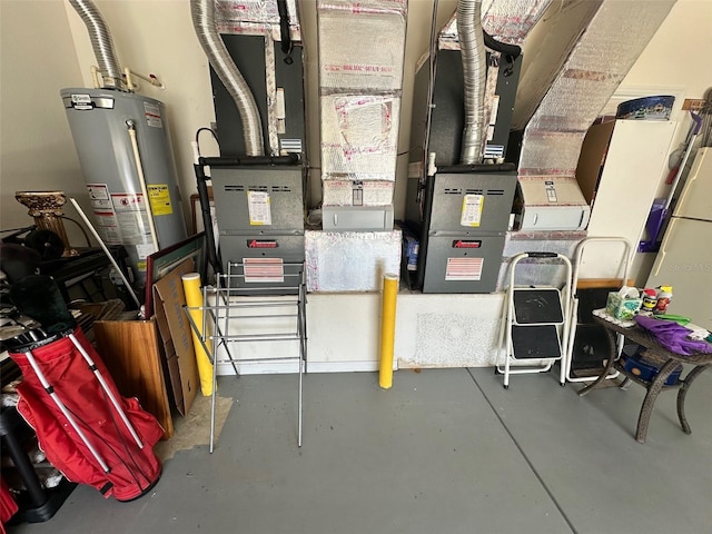 utility room with water heater
